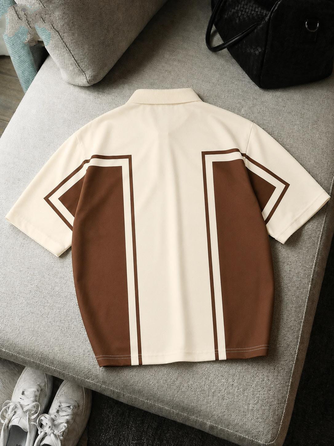 Zip Style; Contrast Print; Polo Tshirt