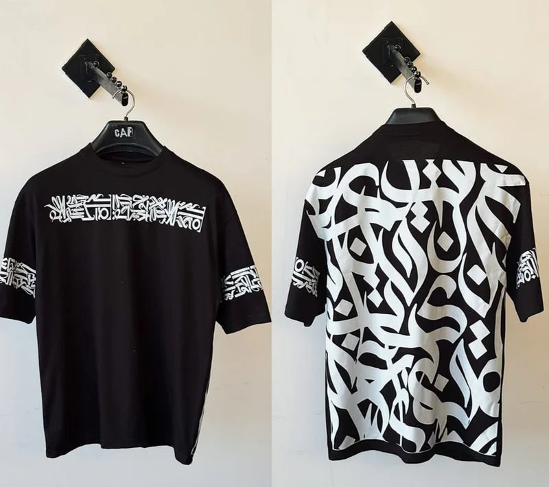 Premium Black Cotton Arabic Oversize T-Shirt