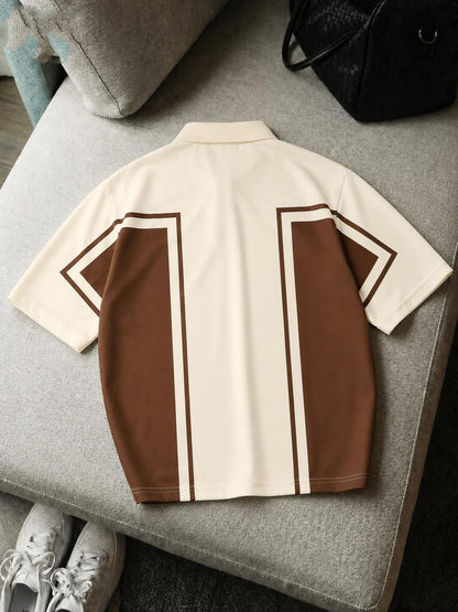 Zip Style; Contrast Print; Polo Tshirt