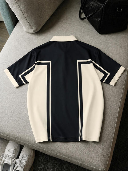 Zip Style; Contrast Print; Polo Tshirt