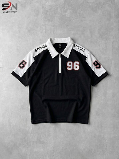 96 Front back  Embosed Printed  Zip Polo