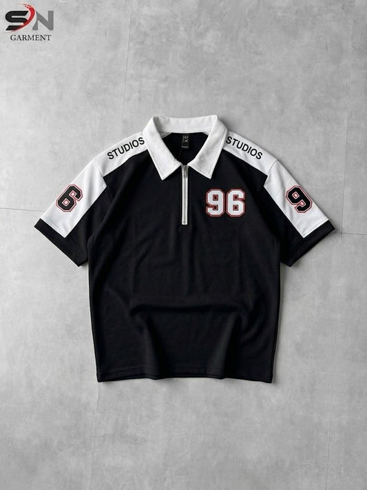 96 Front back  Embosed Printed  Zip Polo
