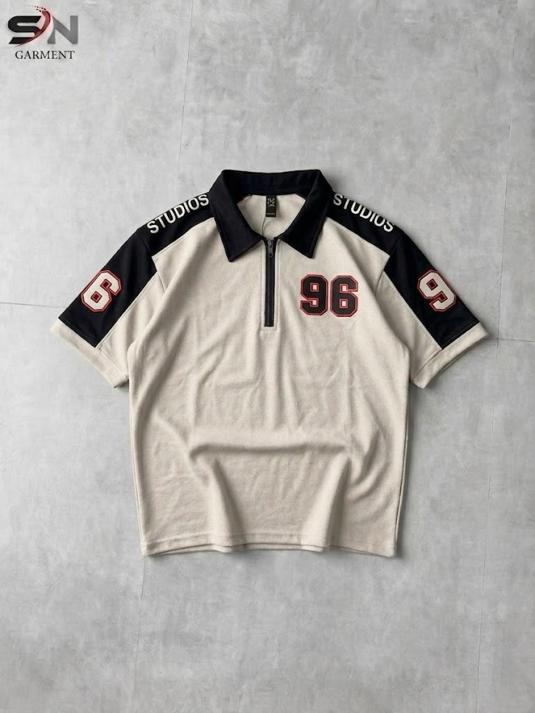 96 Front back  Embosed Printed  Zip Polo