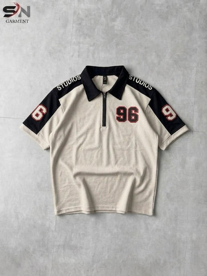 96 Front back  Embosed Printed  Zip Polo
