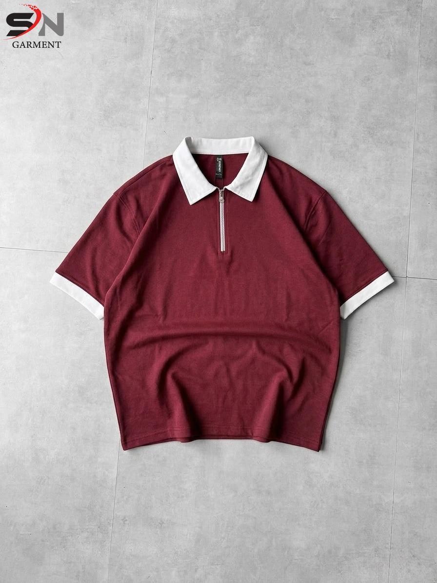 Back Printed   Zip polo Drop