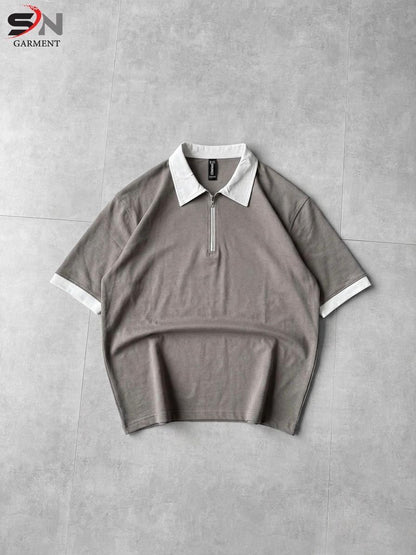 Back Printed   Zip polo Drop