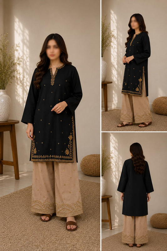 Summer Cotton Embroidered 2-Piece Suit 
