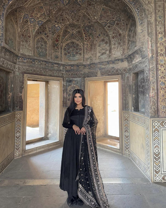 Noor e mahfil 3PCS  With ORGANZA DUPATTA