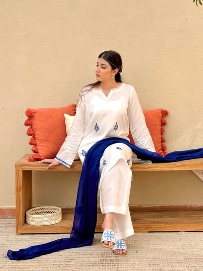 Blue Haze 3pcs  Chaffon Dupatta