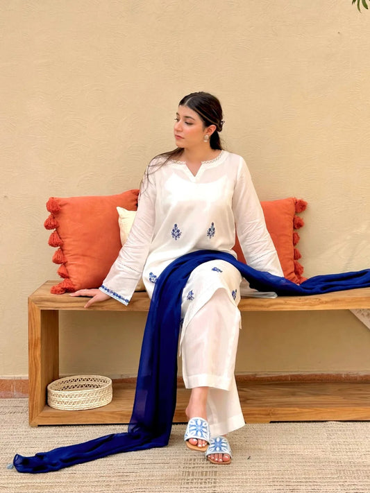 Blue Haze 3pcs  Chaffon Dupatta