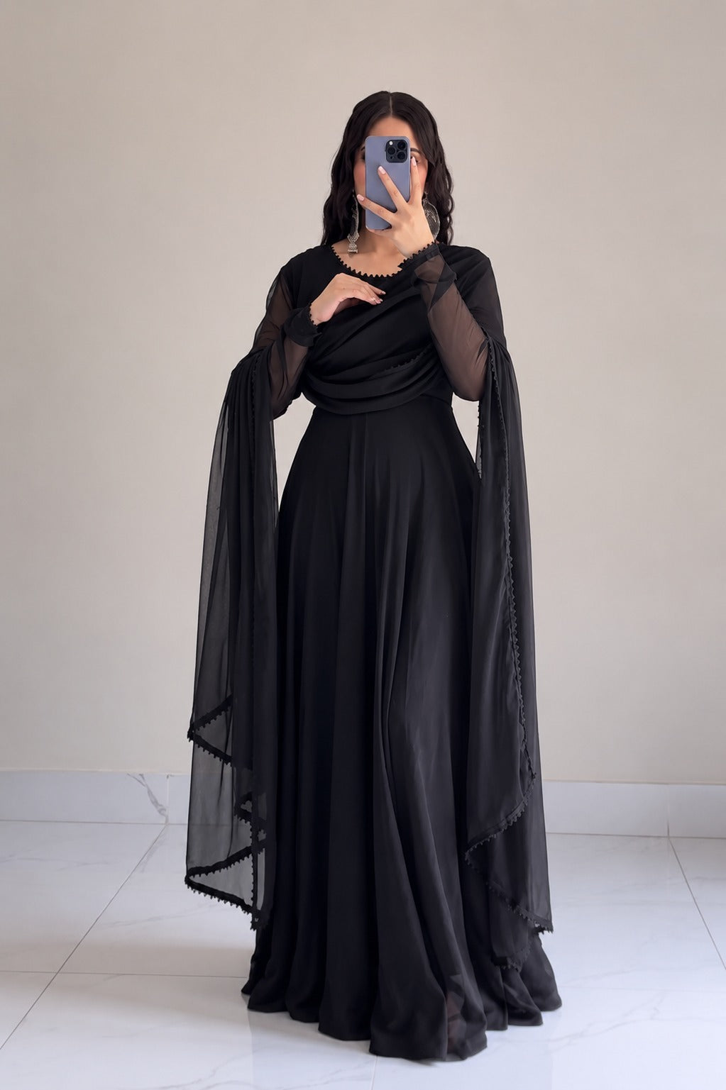 ANARKALI 3PCS  With Chaffon Dupatta