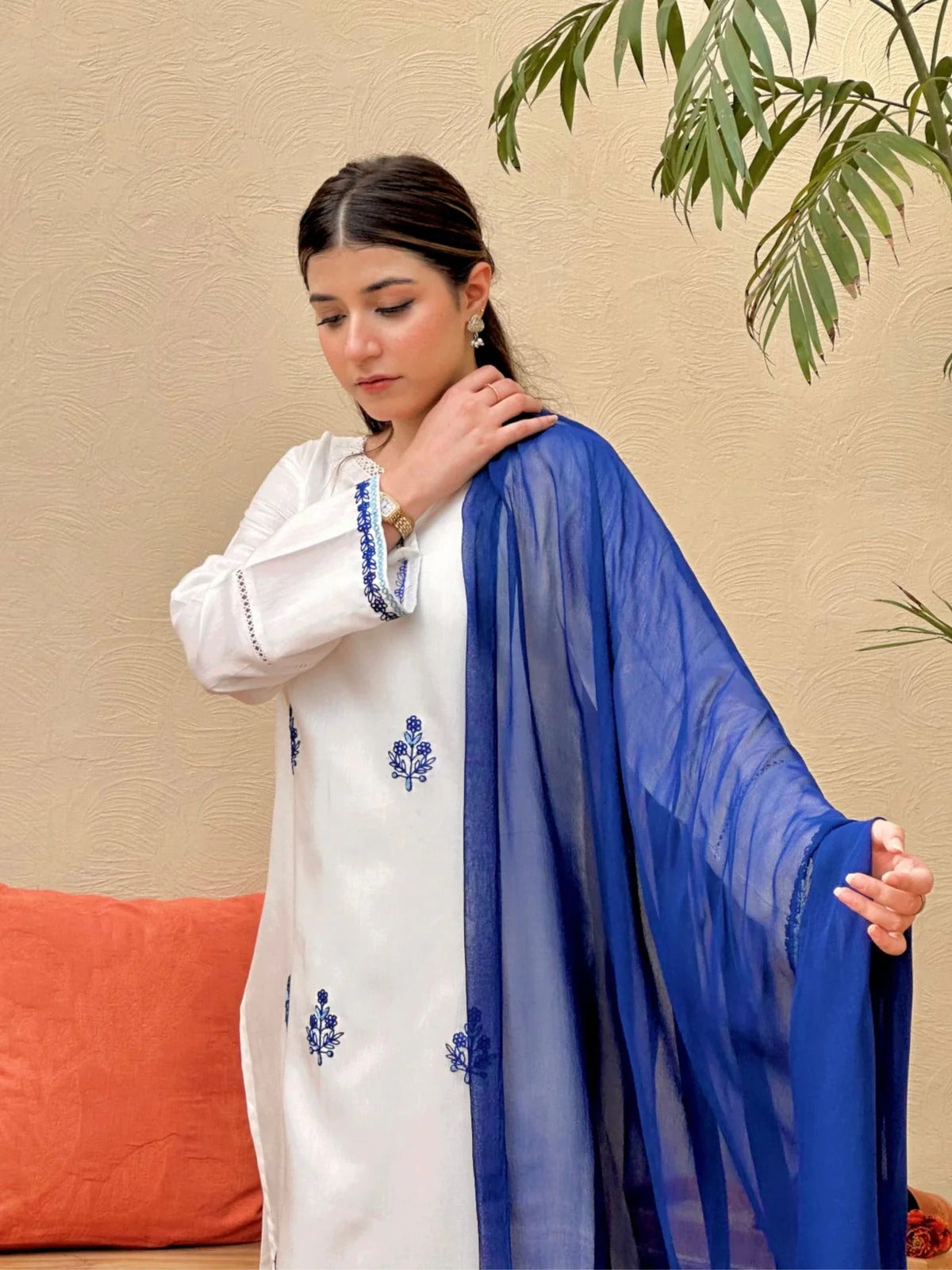 Blue Haze 3pcs  Chaffon Dupatta